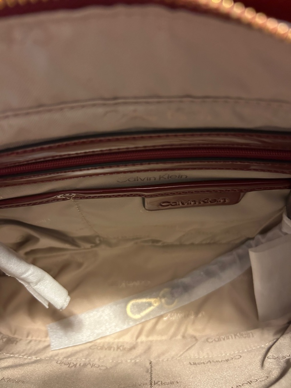 Calvin Klein Cherry Red Patent-Trim Tote - Picture 5 of 7